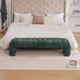 thumbnail image 4 of YIYADO 69.7" Wide Modern Upholstered Armless Bed Bench, Channel Tufted Sofa Recliner, Chenille Ottoman Footstool for Living Room and Bedroom, Entryway, Green, 4 of 6