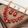 thumbnail image 5 of AEXTO Clear Teardrop Statement Jewelry Set 2PCS Multi-Drop Necklace Dangle Earrings with Rhinestone Accents, Silver-Tone Elegant Accessories for Women, Perfect for Weddings, Parties Special Occasions, 5 of 13