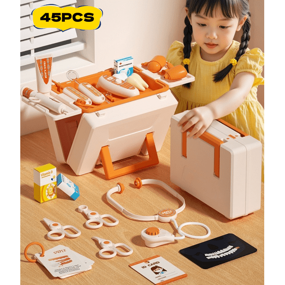 Hippodontist Dentist Play Set Doctor Toys Kit for Toddlers 3-5, 44 Pieces Doctor’s Kit Play Set Girls Boys– Medical  Role Play Set for Toddler Ages 3 4 5 6 Year Old Birthday Christmas Gifts