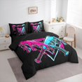 thumbnail image 3 of Homewish Watercolor Ink Painting 7-Piece Bedding Comforter Set,Rugby Football Sport King Bedding Sets,Cyan Pink Black Bed Sheets For Teens,Microfiber Bedroom Decor Reversible, 3 of 8