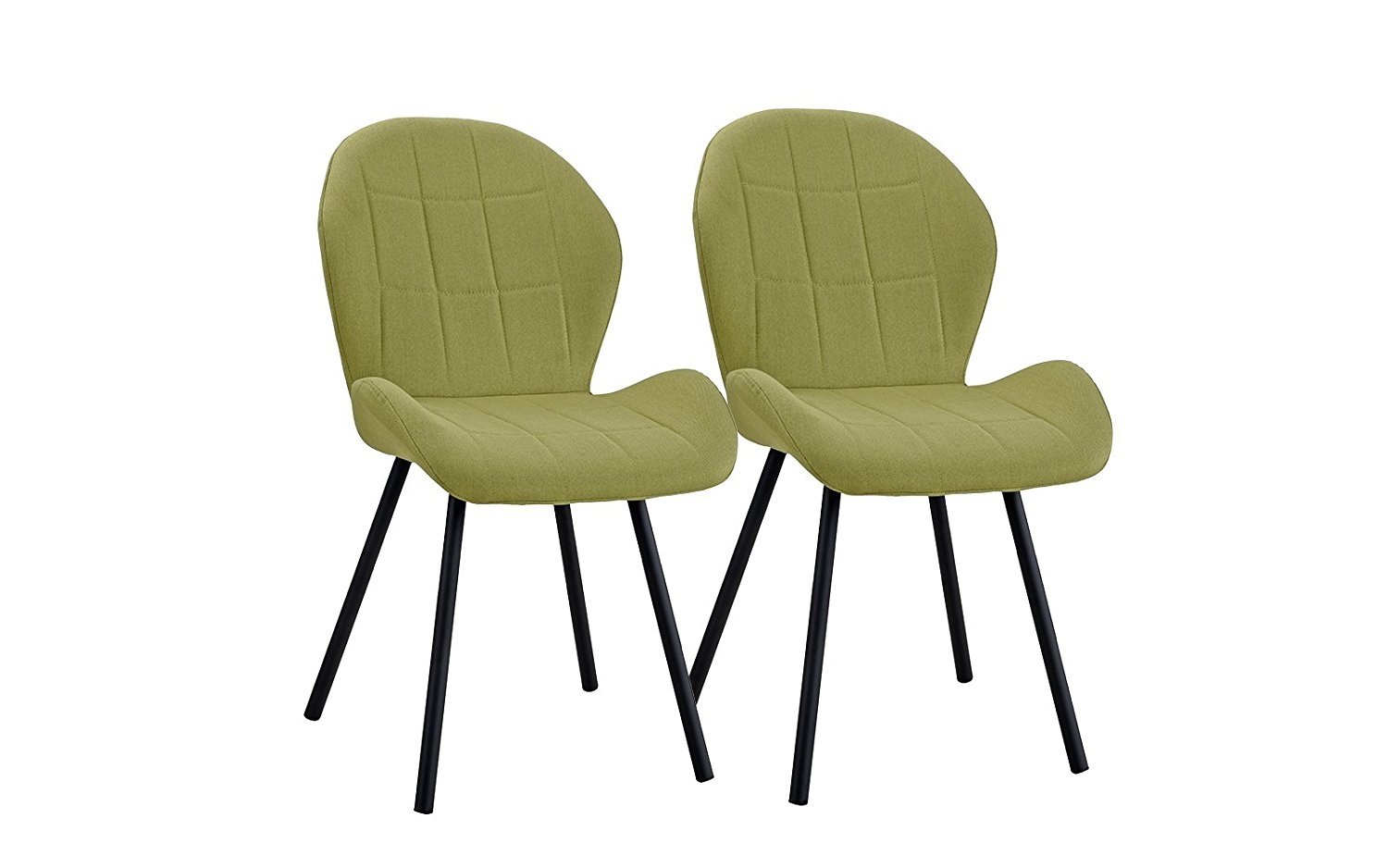 Set Of 2 Dining Chairs Fabric Cushion Accent Chair For Kitchen
