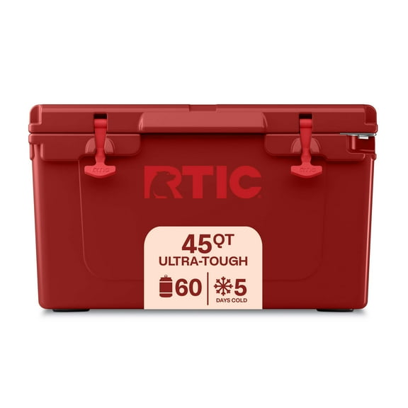 RTIC 45 QT Ultra-Tough Rotomolded Hard-Sided Ice Chest Cooler, Fits 60 Cans, Black Cherry