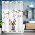 thumbnail image 6 of Easter Rabbit No Hooks Shower Curtain with Snap-in Liner Watercolor Pink Blue Egg Branch Spring Colorful Flower Shower Curtains for Bathroom, Waterproof, Easy Install, Washable 72"x84", 6 of 9
