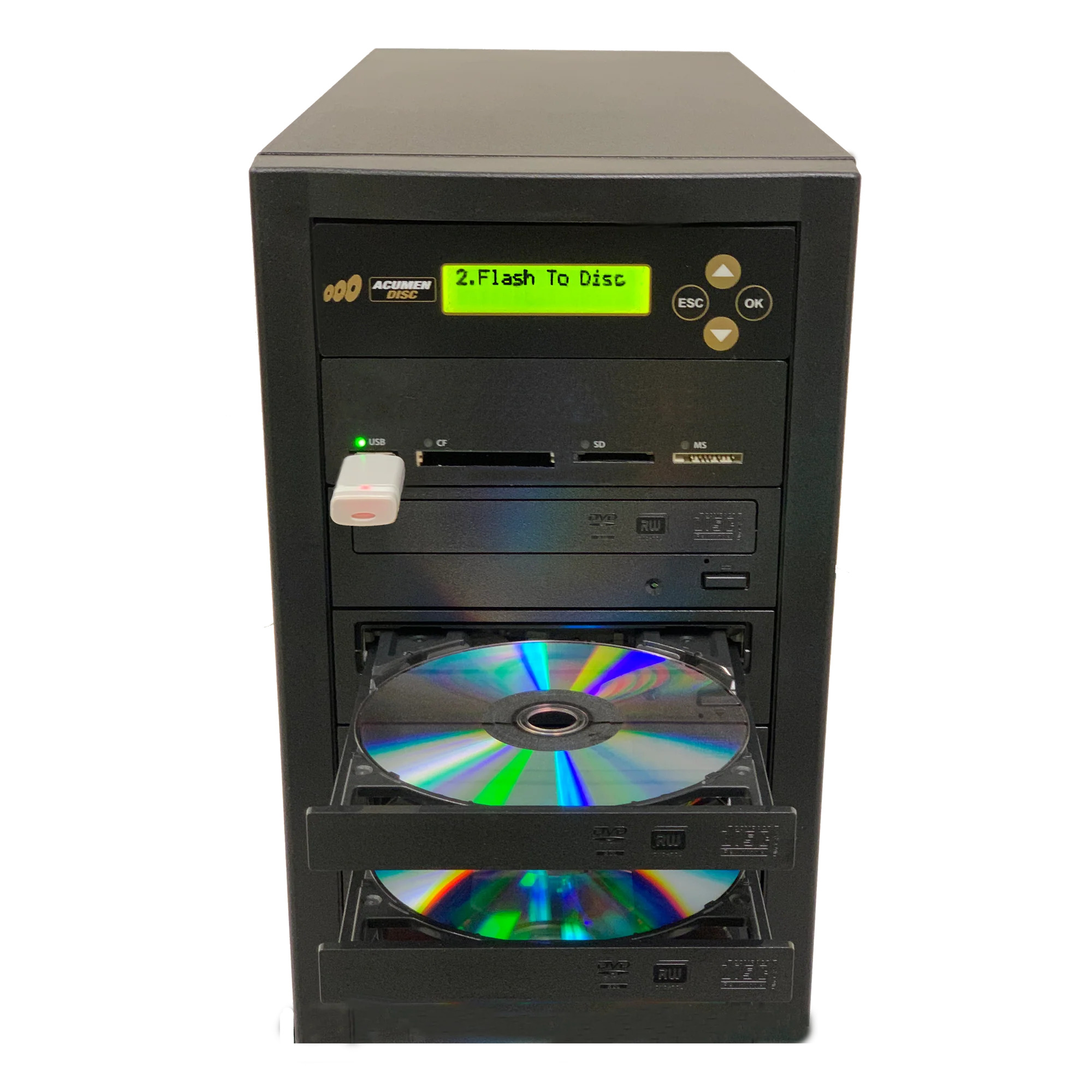 Acumen Disc 1 to 1 DVD Multimedia Backup Duplicator - Flash Media (CF / SD / USB / MMS) to Discs (DVD/CD) Copier Tower System - image 2 of 8