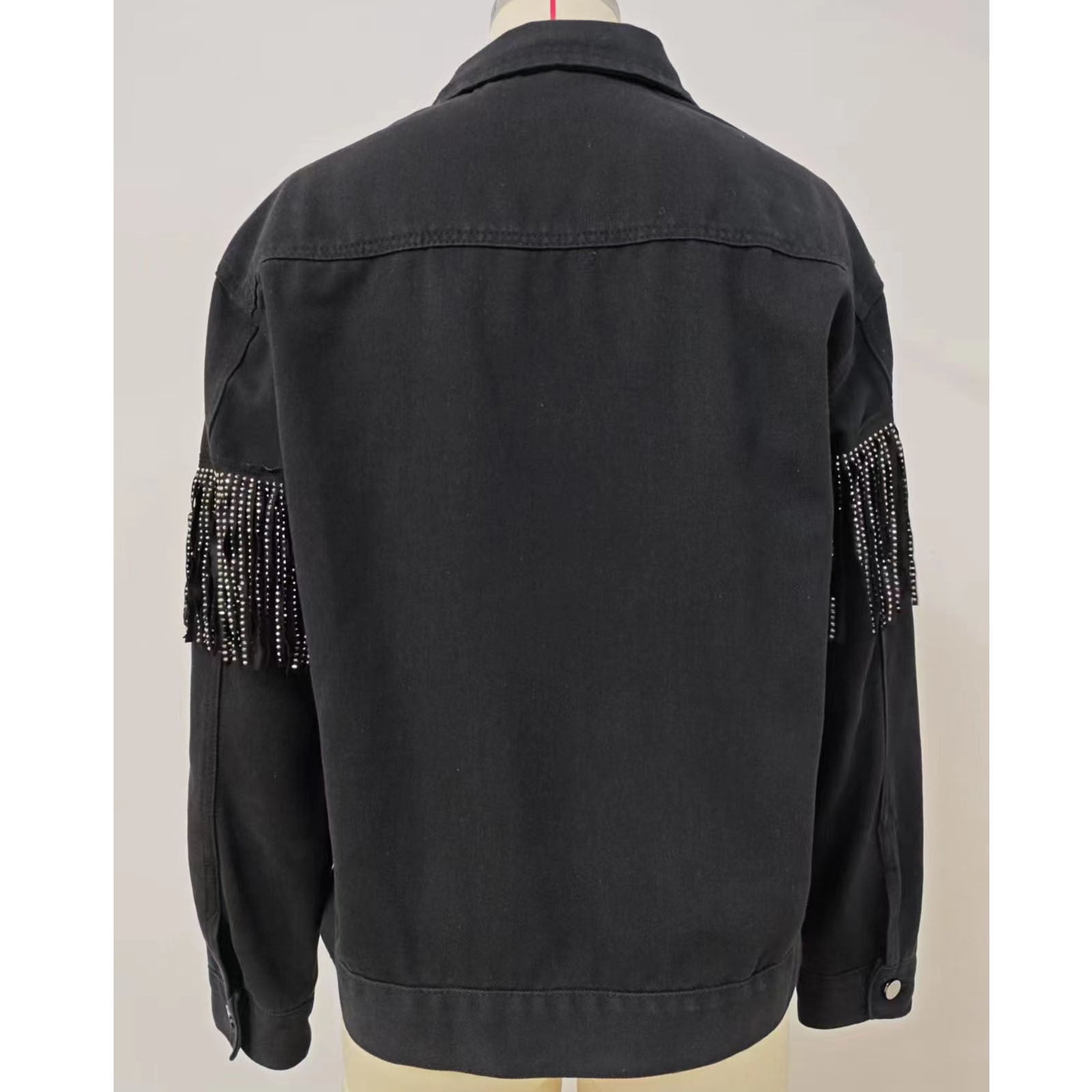 Christmas Gift Ofreoo Women Fall Winter Wash Tassels Solid Color Long Sleeves Button No Hat Flip Collar Cowboy Coat Tops Winter Jackets for Women