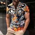 thumbnail image 1 of Tops para hombre, blusas y camisas de cuello redondo y manga corta para hombre, blusas casuales de cuello redondo y manga corta con botones estampados para hombre, blusas para hombre, 1 of 5
