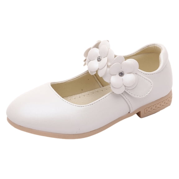 Qarigey Zapatos festivos para niñas, delicados y hermosos bordes suaves, correa ajustable, zapatos de flores blancas para niñas Calzado Blanco 34/20.7 cm