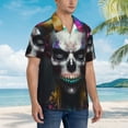 thumbnail image 2 of Lsque Modern Abstract Colorful Skull C pattern Hawaiian Shirt for Men, Unisex Summer Beach Casual Short Sleeve Button Down Shirts-XX-Large, 2 of 9