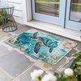 thumbnail image 2 of Turquoise Turtle Doormat Outdoor Entrance 24"x36", Farmhouse Coastal Starfish Seaweeds Absorb Moisture Dirt Door Mats, Non-Slip Rubber Backing Floor Mats Indoor, Low-Profile Front Door Rugs, 2 of 9