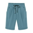 thumbnail image 2 of Women's Knee Length Pants Elegant Baggy Breathable Soft Lounge Shorts for Summer Trendy Casual Drawstring Elastic Waist Solid Color Wide Leg Shorts with Pockets, 2 of 6