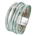 thumbnail image 4 of Pulsera rígida para mujer de cuero sintético PU, duradera, versátil, fácil de usar, multicapa. Azul menta, 4 of 9