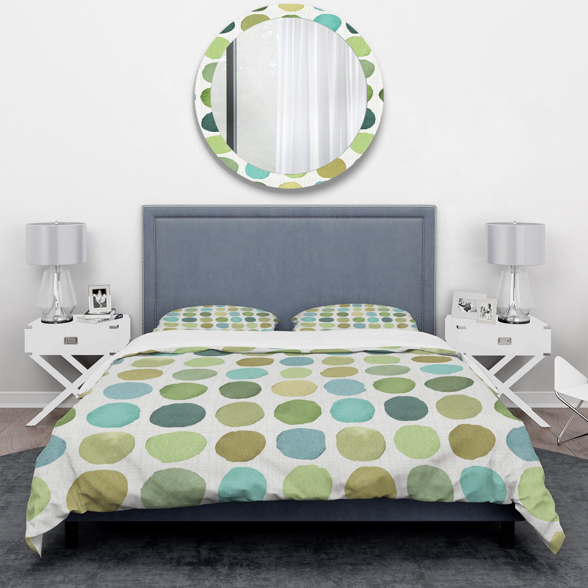 Designart 'geometric Green Circle I' Geometric Duvet Cover Set