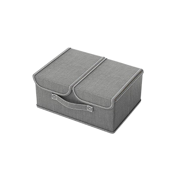 Caja de Almacenamiento Plegable, Caja de Almacenamiento de Tela con Mango de Tapa, Estante de Almacenamiento de Juguete, Ropa, Papel, Libros, Gris