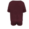 thumbnail image 3 of Oplxuo 2 Piece Outfits for Women Summer Knitted Lounge Sets, Pullover Short Sleeve Sweaters Matching Shorts Travel Sweatsuits, 3 of 6