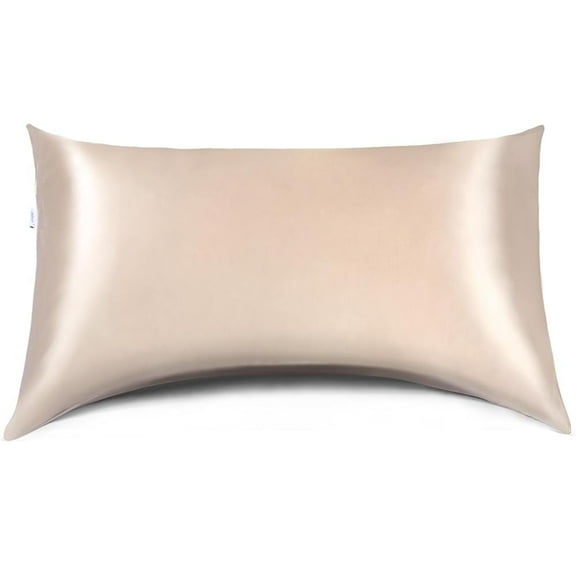 Curved Pillow Case, Side Sleeper Pillowcase, Champange Satin Pillowcase Cover with Zipper, Breathable and Soft, Queen Size 20 x 30 Inches