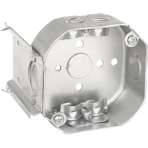 Thomas & Betts Octagon Electrical Box CCQ46SDS2.5 - Steel, 4x4x2-1/8 In, Silver, Pack Of 1
