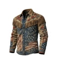 thumbnail image 4 of Laipiong Men's American Eagle Print Shirt USA 250th Anniversary Long Sleeve Button Down Patriotic Summer Top, 4 of 5