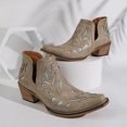 thumbnail image 2 of SACFOF Women's Western Ankle Boots Cutout Glitter Cowgirl Booties Pointed Toe Chunky Block Mid Heel V Cut Slip On Vintage Country Boots, 2 of 6
