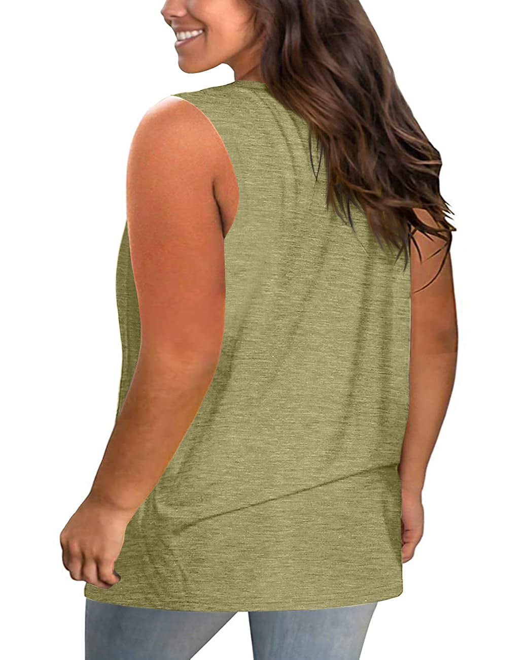 Sherrylily Women Plus Size Tank Tops Summer Sleeveless Criss Cross Casual  Loose Shirt 
