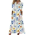 thumbnail image 2 of Awdenio Casual Dresses for Women Summer Short Sleeve Casual Dresses V-Neck Floral Party Dress with Pockets, 2 of 6