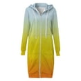 thumbnail image 4 of Lindreshi Zip up Hoodies for Women Women's Gradient Loose Long Sleeve Hoodie Sweater Top Long Coat, 4 of 5
