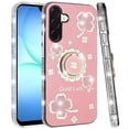 thumbnail image 3 of For Samsung A17 5G Splendid Glitter with Diamonds All Around Edges Ring Stand Case Cover - Pink, 3 of 4