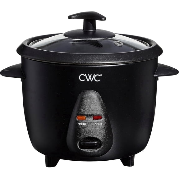 COOK WITH COLOR Rice Cooker, Small Electric, 6-Cup with Tempered Glass Lid, Black