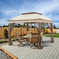 thumbnail image 4 of EAGLE PEAK 11x11 Pop Up Gazebo with Mesh Netting, Easy Up Screened Canopy for Patio and Backyard(Tan), 4 of 8