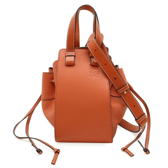 Pre-Owned LOEWE Hammock Drawstring Bag, Small Handbag/Shoulder Leather, Orange
