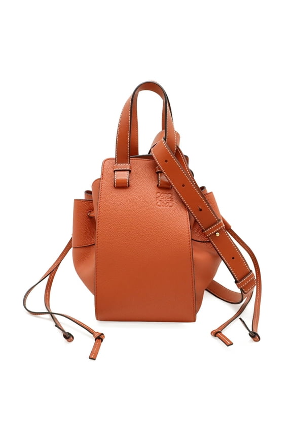 Pre-Owned LOEWE Hammock Drawstring Bag, Small Handbag/Shoulder Leather, Orange