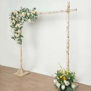 Efavormart 7.5ft Natural Birch Wood Square Wedding Arch, Rustic Arbor Photography Backdrop Stand