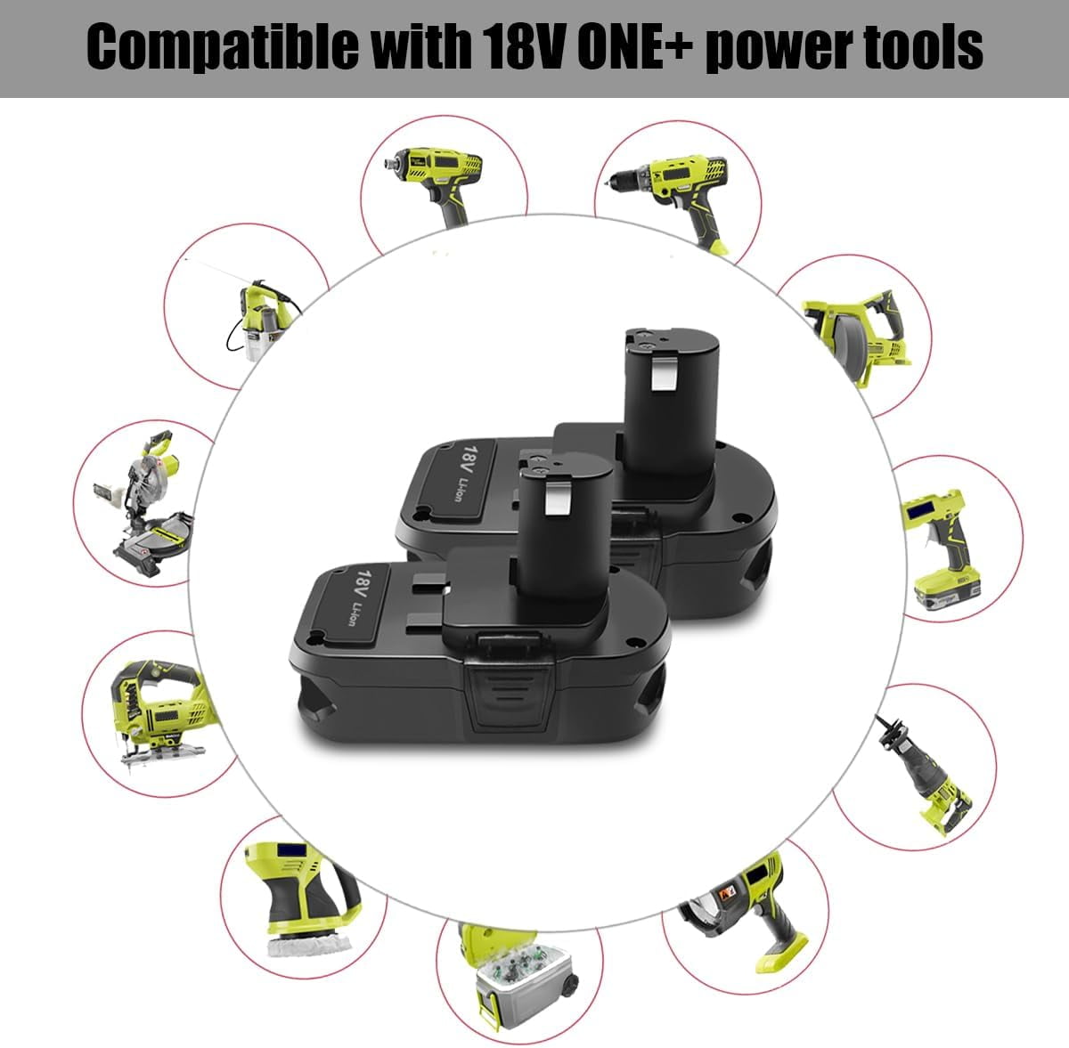 2 Pack 18V 4.0Ah Compact Battery for Ryobi 18V Battery 4Ah 3Ah 2Ah 1.5Ah P191 P190 P161 PBP003 PBP006 P189 PBP002 18 Volts ONE+ Plus Lithium Ion Battery