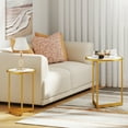 thumbnail image 4 of Gymax Ensemble de 2 Tables d'Appoint Rondes Gigognes Tables Basses Empilables avec Plateau en Faux Marbre, 4 of 10