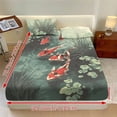 thumbnail image 3 of Xoenoiee Koi Fsih Leaves Pattern 3 Piece Sheet Set Includes 1 Fitted Sheet and 2 Pillowcases, Soft and Breathable Microfiber Bed Sheets with Deep Pocket for Bedroom Decor, Twin Size, 3 of 7