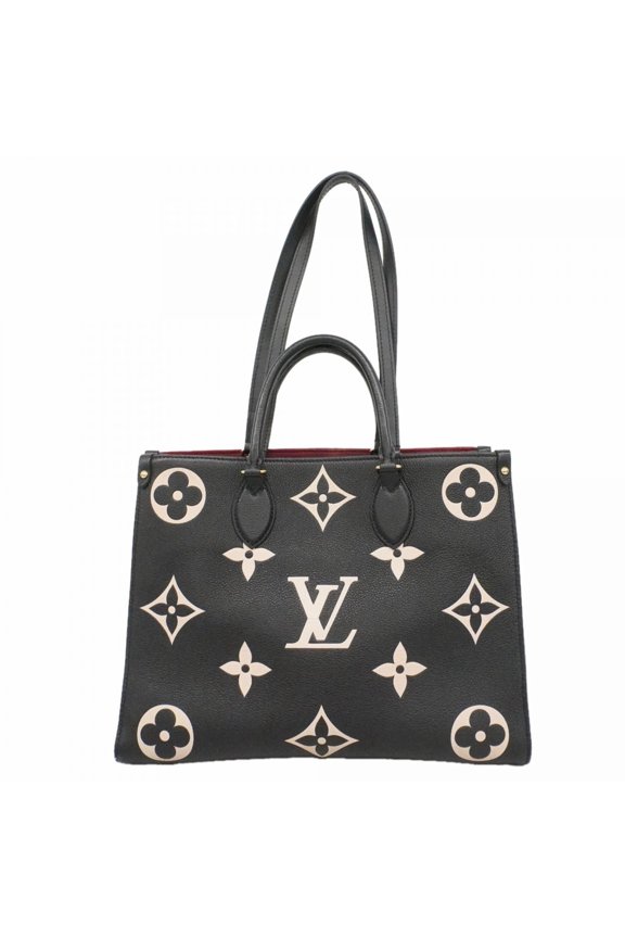 Pre-Owned Louis Vuitton Monogram Empreinte Bicolor OnTheGo MM Tote Bag M45495 Black Beige 2-way...