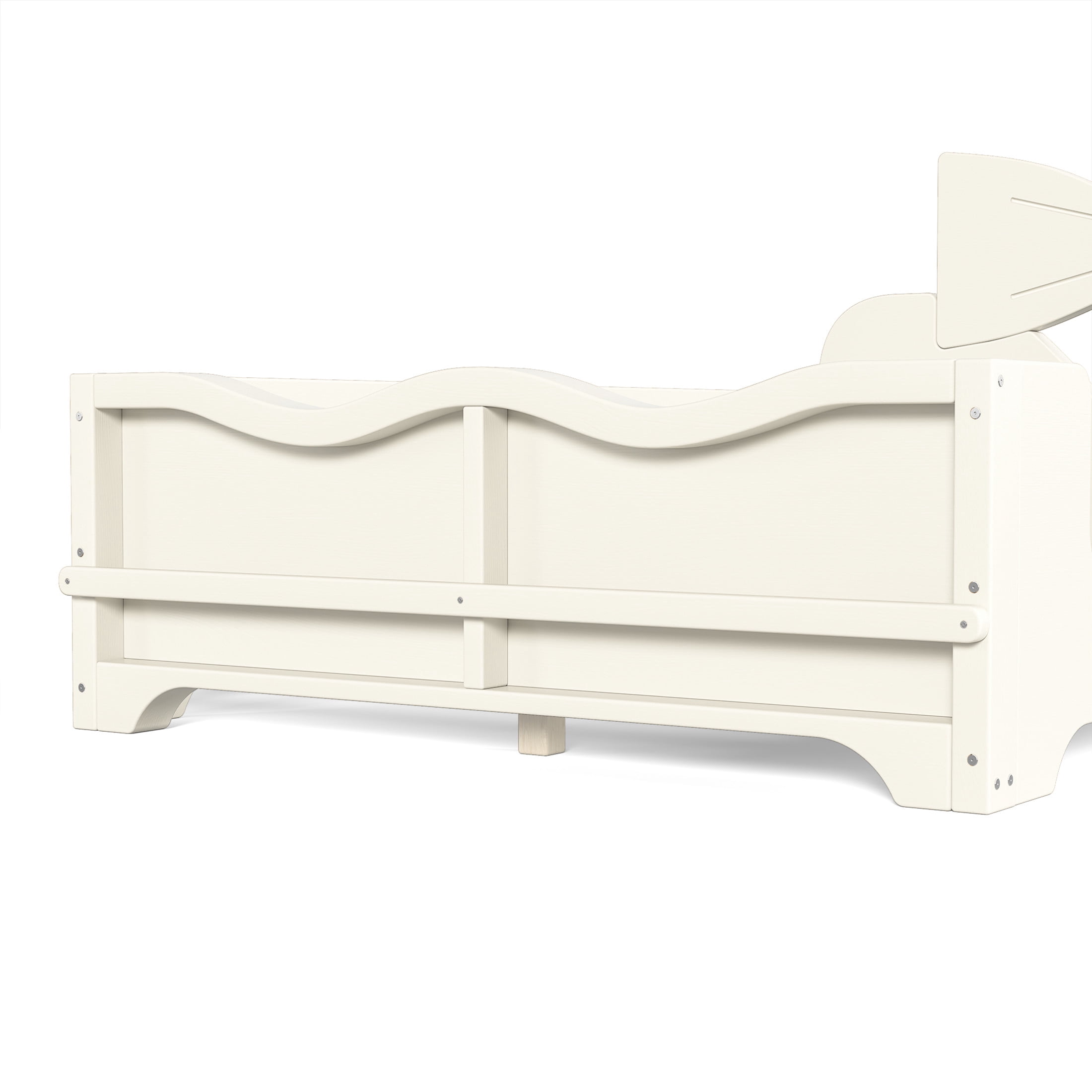 GDF Studio Twin Size Kids Platform Bed with Bowknot Headboard, Guardrails & Bookshelf, Beige