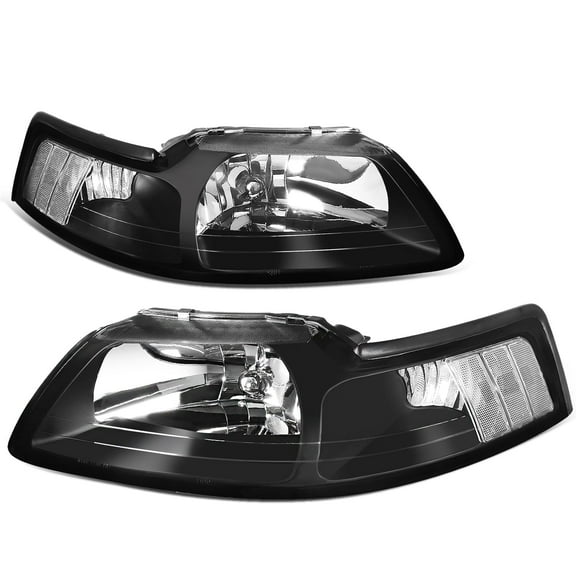 DNA Motoring For 99-04 Ford Mustang Black Clear Corner Headlight Lamps Pair Replacement