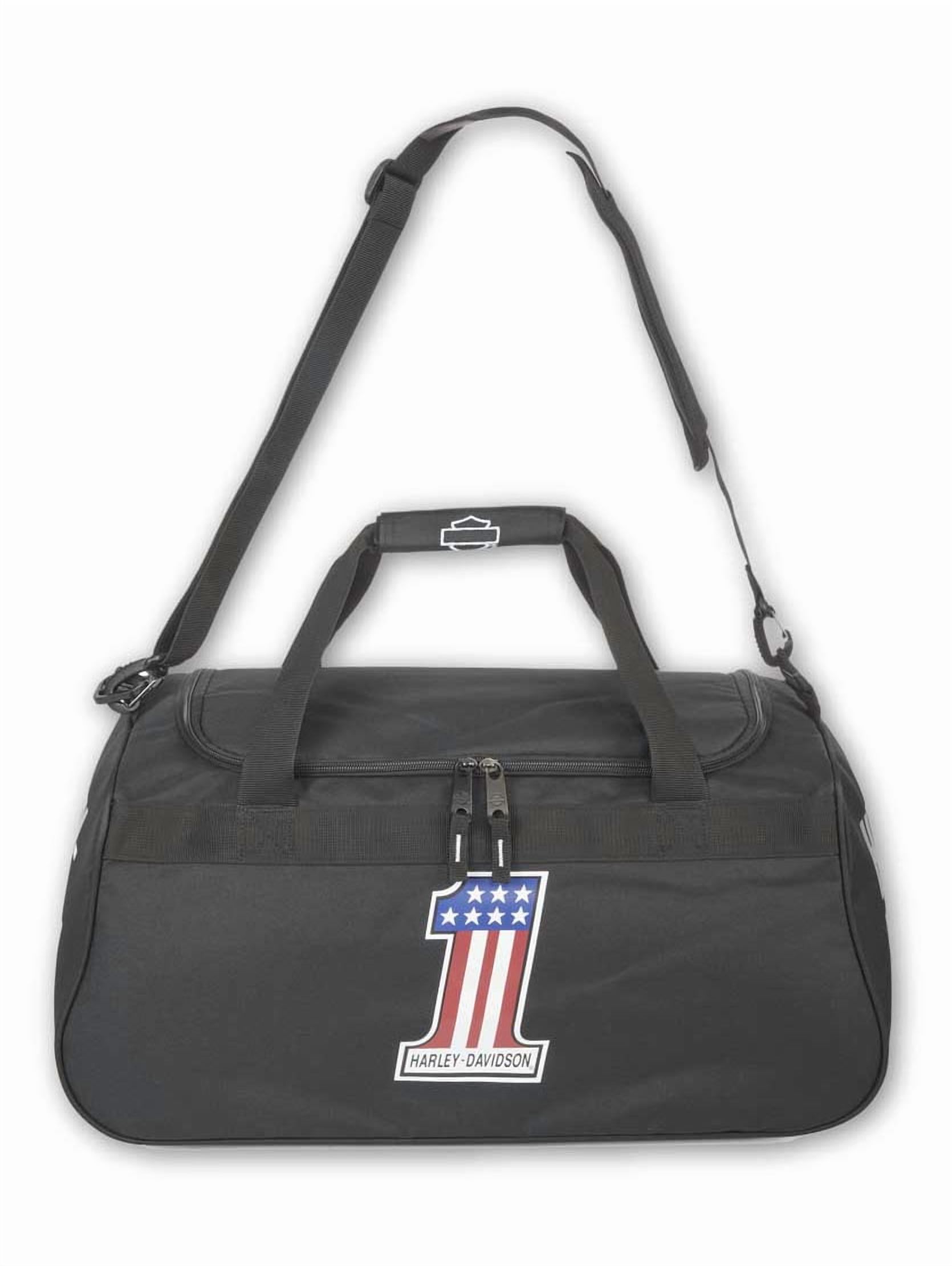 Harley-Davidson #1 RWB Logo Sports Duffel Bag w/ Strap - Black 99418-NUMBER1, Harley Davidson