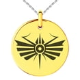 thumbnail image 1 of Stainless Steel Tribal Dragonfly Rune Engraved Small Medallion Circle Charm Pendant Necklace, 1 of 1