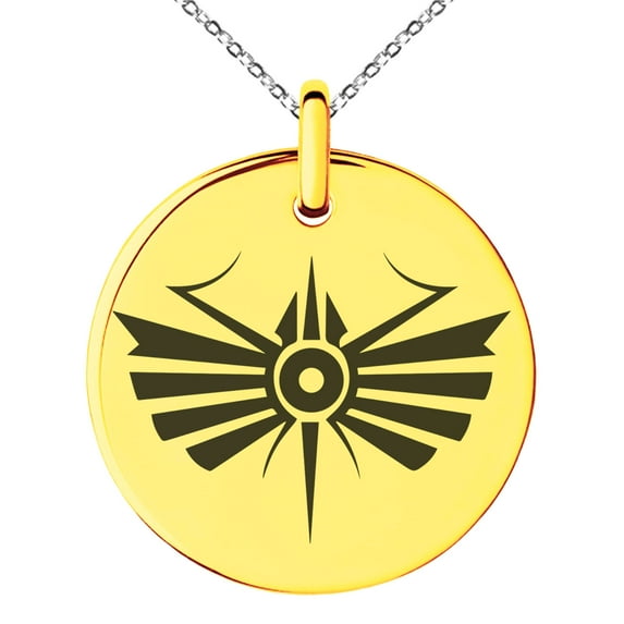 Stainless Steel Tribal Dragonfly Rune Engraved Small Medallion Circle Charm Pendant Necklace