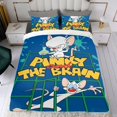 thumbnail image 4 of Pinky y el Cerebro Conjunto de sábanas temático, trío de piezas, cómodo y amigable con la piel, diseño único, regalo de decoración para el hogar para familiares, amigos y fans,173cm *218cm, 4 of 6