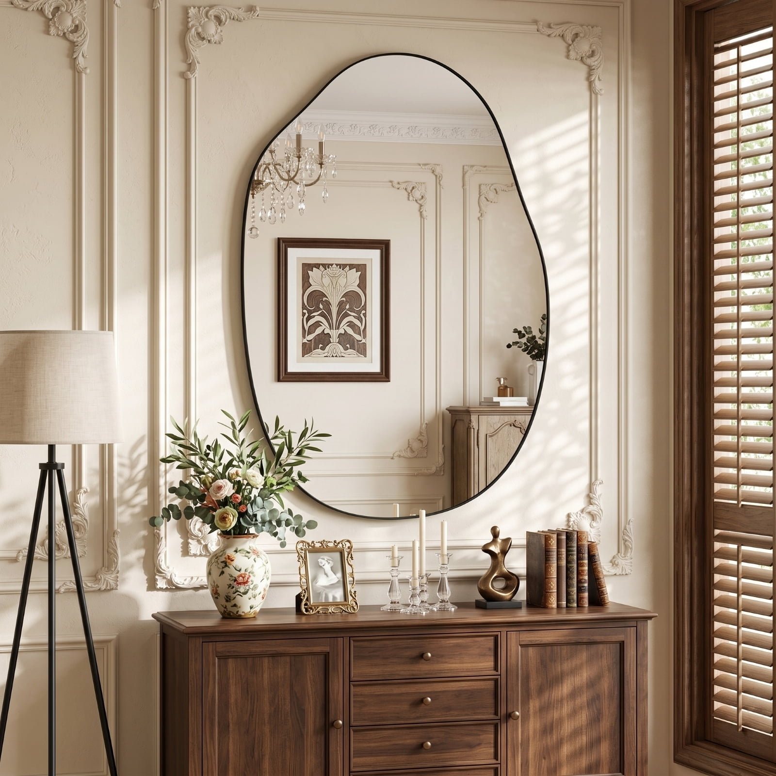Easy4Home 26"x40" Irregular Bathroom Wall Vanity Mirror Asymmetrical Frameless Mirror