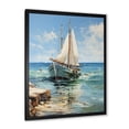 thumbnail image 2 of Designart "Dreaming on the Ocean aboard a Sailing Boat" Coastal Framed Wall Art - Coastal Blue Coastal Windows Entryway Framed Wall Art, 2 of 6