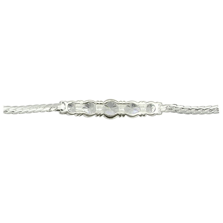 Five Stone Sparkling Rhinestone Sterling Silver Bracelet - Walmart.com
