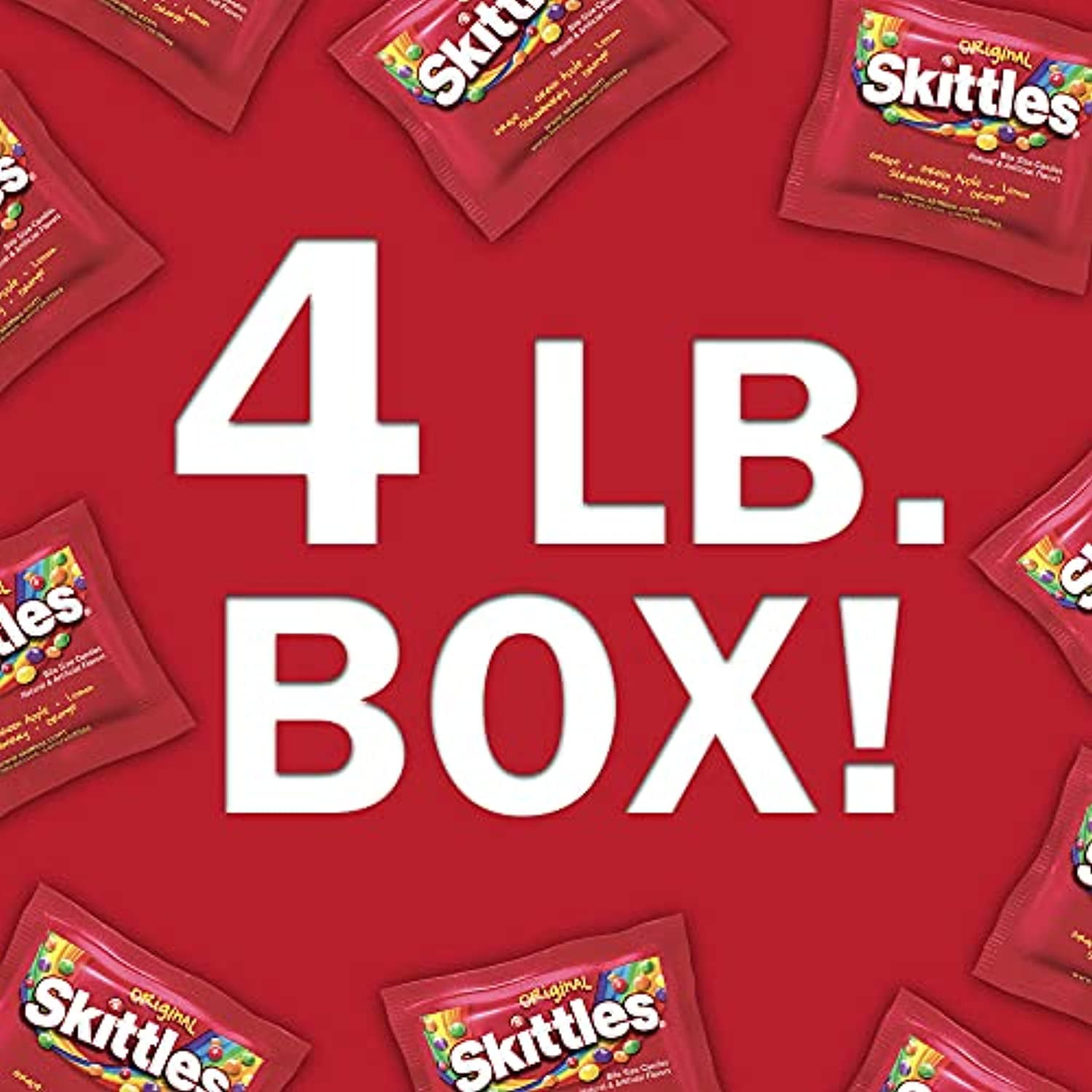 Skittles Original Bulk Chewy Candy Fun Size 4-Pound Box