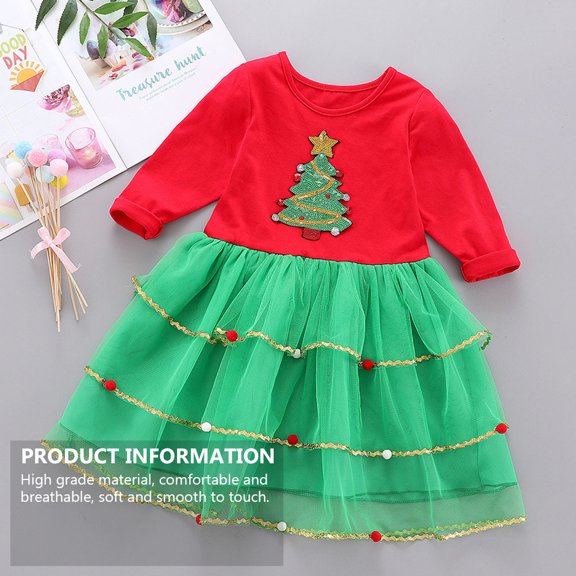 TABLZONE Christmas Party Dress for Girls with Soft Comfortable Gauze Yarn Tutu Skirt, Perfect Holiday Outfit