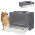 thumbnail image 1 of PawHut Cat Litter Box, Front Enter & Top Exit Cat Litter Tray, Grey, 1 of 10