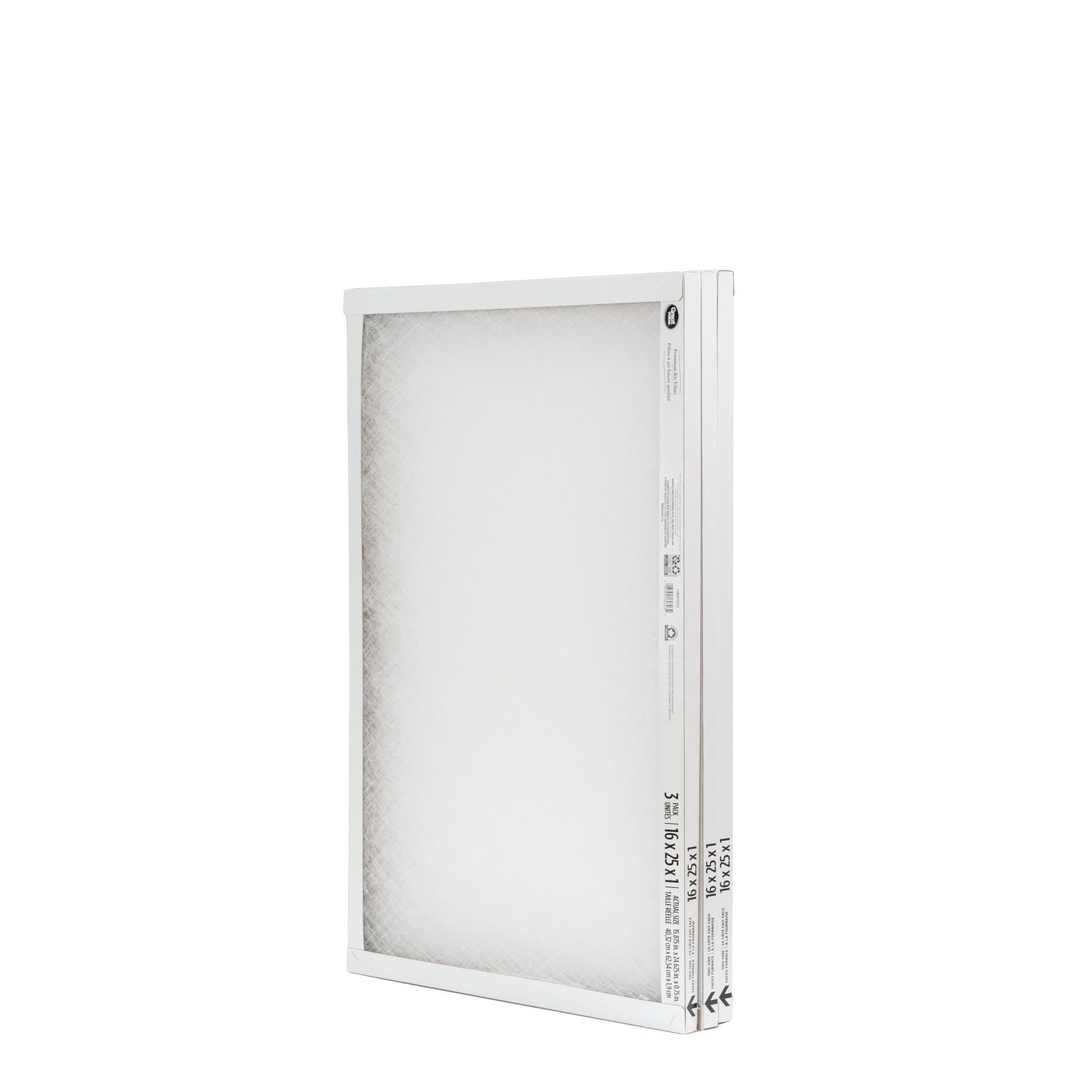 Filtre à air en fibre de verre 16 x 25 x 1 Great Value MERV 2 Filtre à air en fibre de verre 3PK