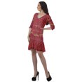 thumbnail image 4 of Moomaya Robe Courte Décontractée pour Femmes en Georgette Imprimée à Manches 3/4 et Col en V, 4 of 6