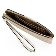 Coach Women's Small Corner Zip Wristlet in Signature Canvas with Stripe (Sand / Chalk)